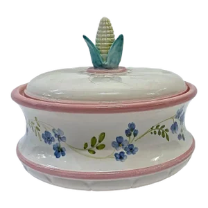 Vintage Midcentury Style Corn/Floral Lidded Jar