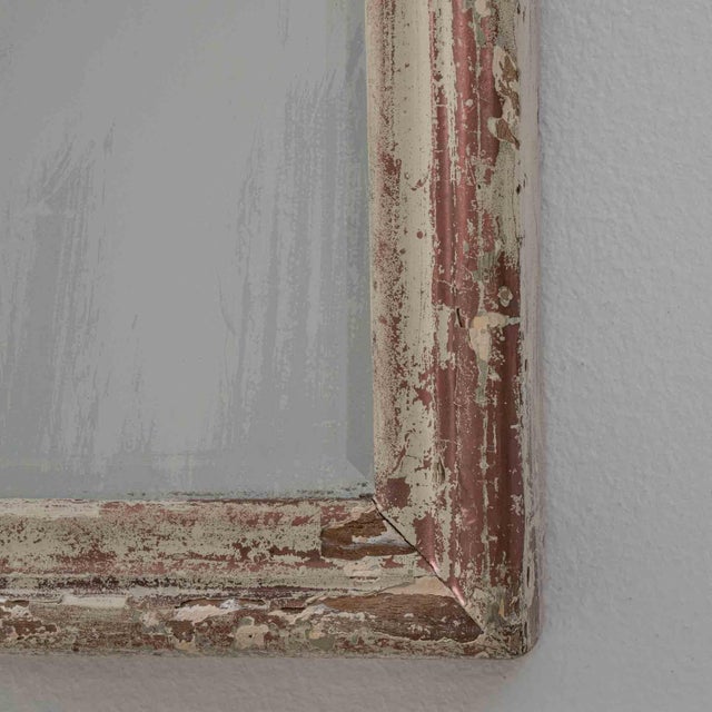 Wood 19th Century France Antique White Wood Mirror For Sale - Image 7 of 8