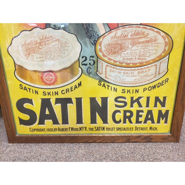 1900 - 1909 Original Antique 1903 Art Nouveau Framed Satin Skin Powder & Skin Cream Advertising Litho Poster For Sale - Image 5 of 10