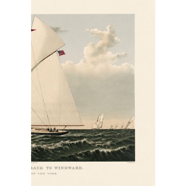 Yacht Gracie of New York, Vintage Art Print Reproduction, 48" X 32" For Sale - Image 4 of 11