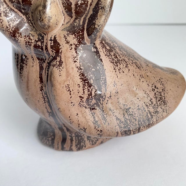 Mid-Century Modern Blue Mountain Pottery Owl Figurine Vintage Mid Century Modern Brown Glaze For Sale - Image 3 of 7