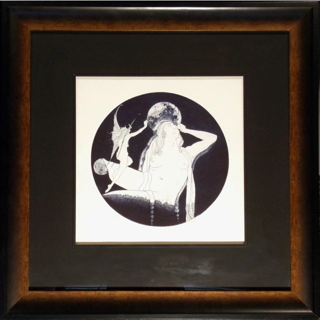 1977 Denis B. Darby Fairy Nude Figure W/ Moon Hand Signed Etching 10/20 Framed For Sale