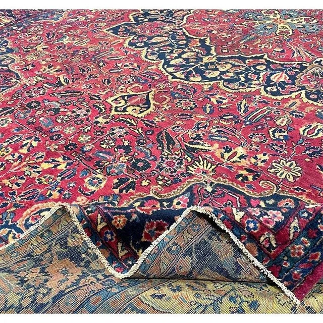 Traditional 1920s Antique Persian Sarouk Area Rug 11’9″ X 16’4″ For Sale - Image 3 of 13