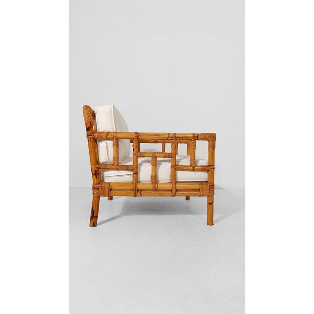 White Mid-Century Modern Italian Bamboo Armchairs in the style of Vivai Del Sud, 1970s, Set of 2 For Sale - Image 8 of 18