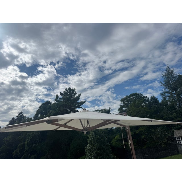 Restoration Hardware Tuuci Ocean Master Max Cantilever Umbrella | 10' Sq | Aluma-Teak | Triple Plate | $25k Retail For Sale - Image 4 of 12