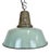 Industrial Petrol Enamel Factory Lamp with Cast Iron Top, 1960s For Sale