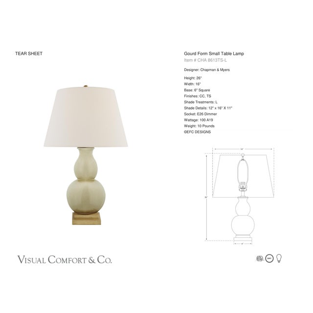 Chapman & Myers by Visual Comfort Signature Gourd Form Small Table Lamp in Tea Stain with Linen Shade Designer: Chapman &...