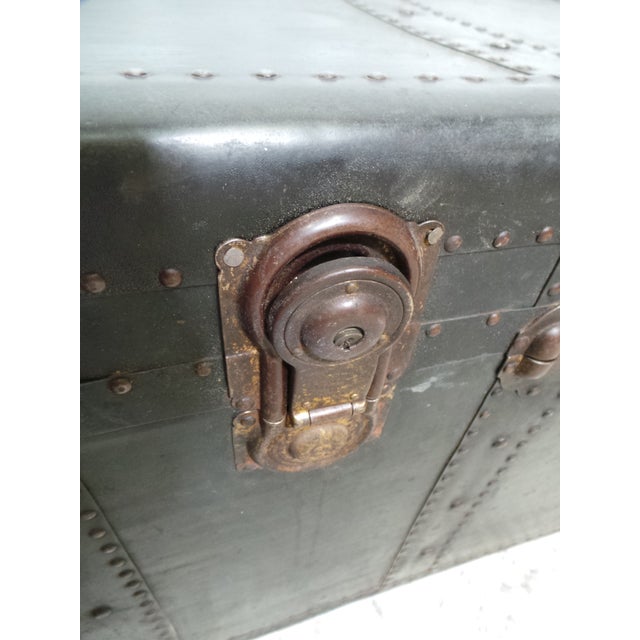 19th Century Leather / Wood Travel Trunk For Sale - Image 10 of 15