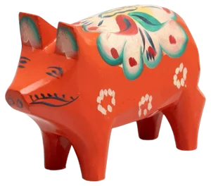 Swedish Folk Wooden Dala Pig Toy, 1960s