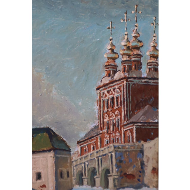 1990s Original Oil Painting of Zagorsk (Sergiev Posad) Monastery Complex, Moscow Provenance, 1992 For Sale - Image 5 of 18