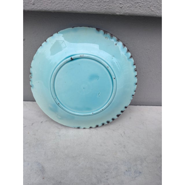 German Majolica Morning Glory Plate Circa 1900 For Sale - Image 4 of 4