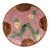 French Pink Majolica Parakeets Plate Salins, Circa 1890 For Sale