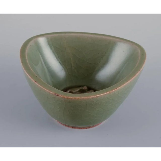 Ceramic Bowl in Green Glaze by Jais Nielsen for Royal Copenhagen, 1946 For Sale - Image 3 of 8