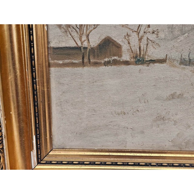Rustic Winter Landscape, 1920s-30s, Oil Painting, Framed For Sale - Image 3 of 12