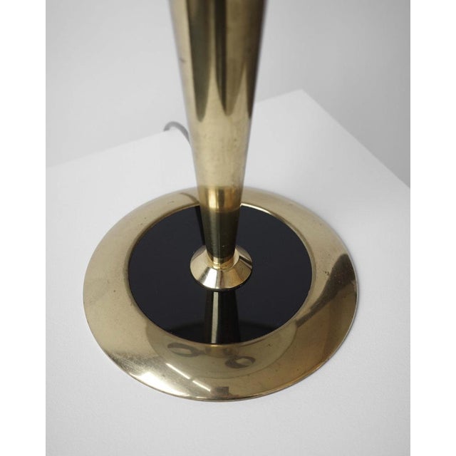 Metal Vintage Italian Table Lamp in Brass and Black Glass, 1980s For Sale - Image 7 of 9