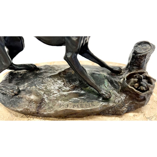 Antique Bronze Pierre Jules “Pj” Mene Greyhound Whippet With Nest of Birds Sculpture For Sale - Image 4 of 13