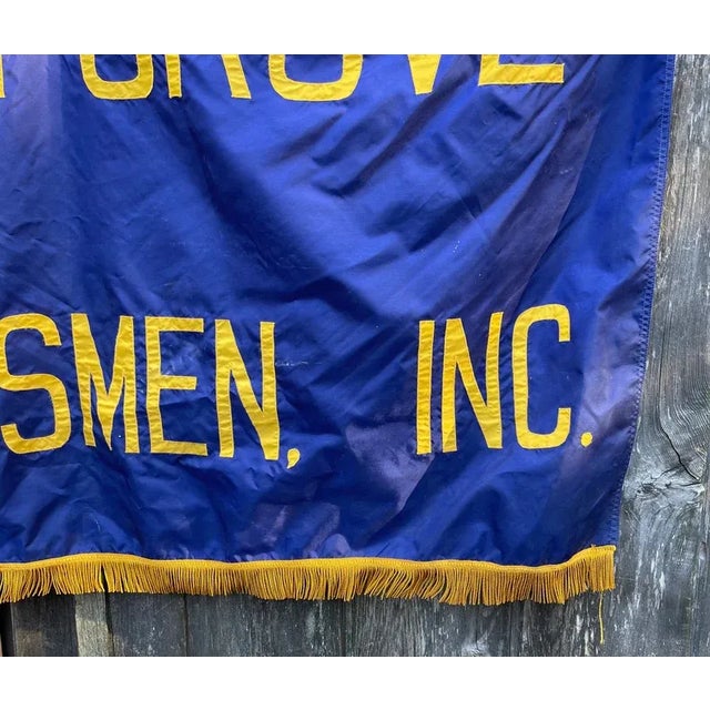 1940s Vintage Ocean Grove New Jersey Businessmen Inc. Satin Banner Flag For Sale - Image 4 of 6