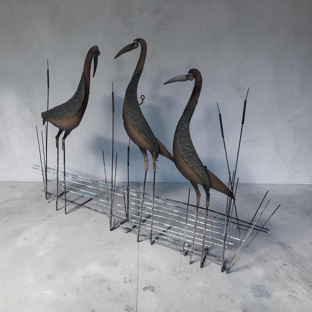1990s Signed Curtis Jeré 1995 Three Crane Marsh Sculpture by Artisan House For Sale - Image 5 of 8
