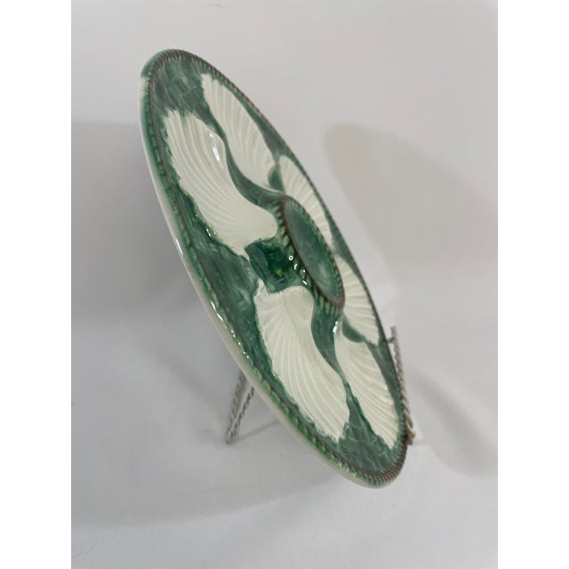1950s French Longchamp Green and White Oyster Plate For Sale - Image 14 of 16
