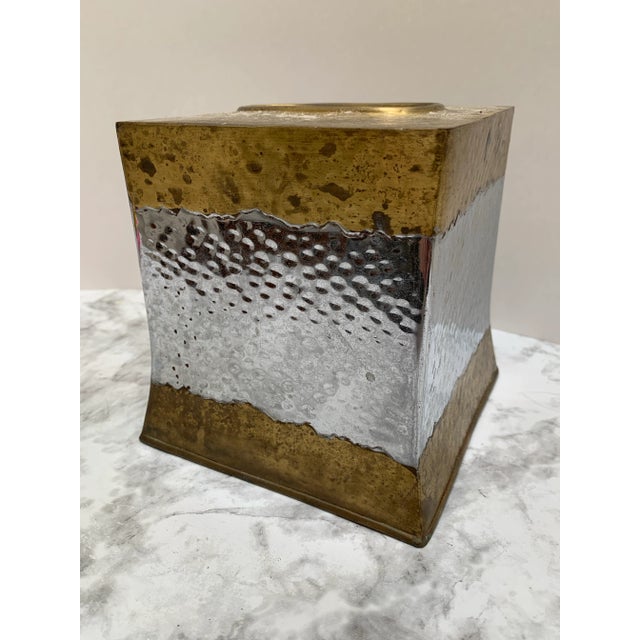 Contemporary Vintage Hammered Brass Metal Tissue Box Cover For Sale - Image 3 of 7