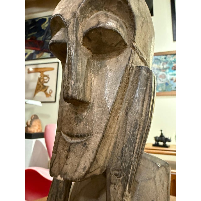 Hand-Carved Tribal Ancestral Figure With Horsehair Topknot For Sale In Los Angeles - Image 6 of 6