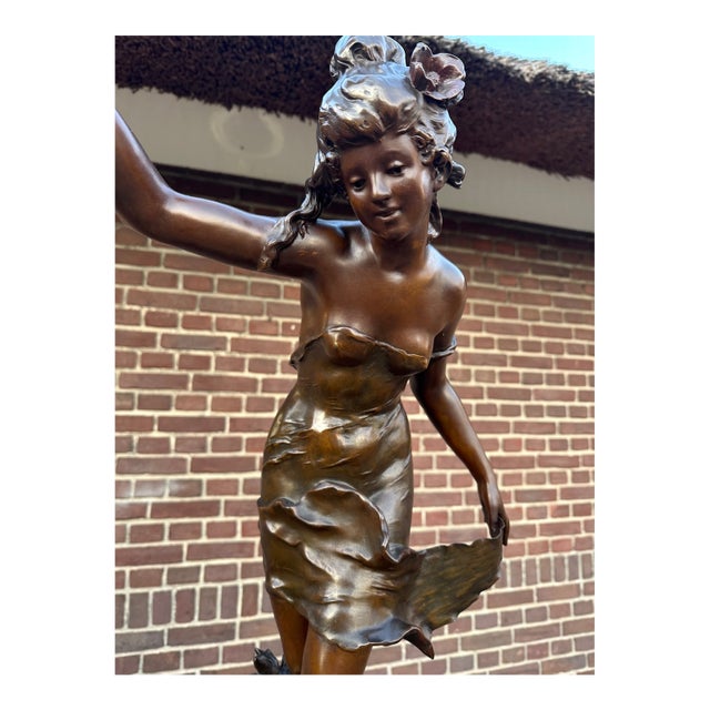 Art Nouveau 19th C Auguste Moreau Art Nouveau Metal Sculpture For Sale - Image 3 of 18