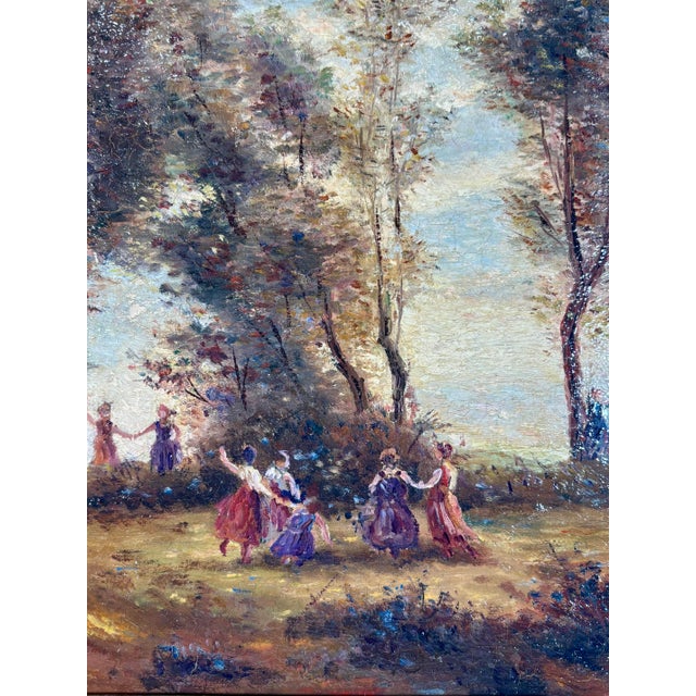 After Jean-Baptiste Camille Corot, Dance of the Nymphs, 19th Century, Oil Painting on Canvas, Framed For Sale - Image 13 of 14