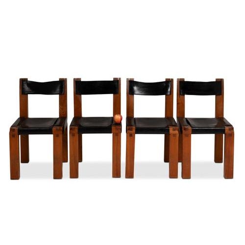 S11 Chairs in Elm and Leather by Pierre Chapo, 1960s, Set of 8 For Sale - Image 3 of 17