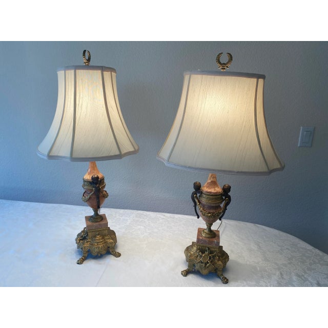 Brevettato Italian Gilt Bronze/Brass Marble Lamps - A Pair Excellent Mint Condition Vintage. For Sale - Image 12 of 12