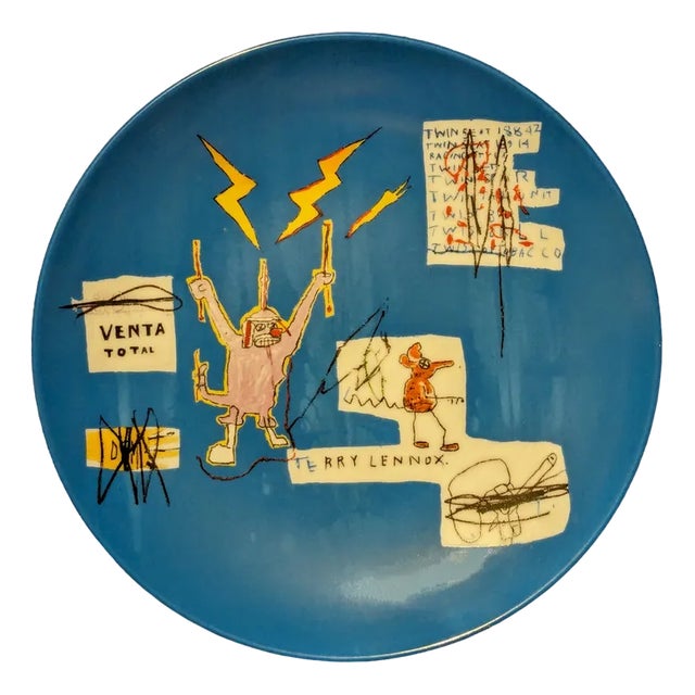 The Mechanics That Always Have a Gear Left Over Plate in Limoges Porcelain after Jean-Michel Basquiat, 1988 For Sale