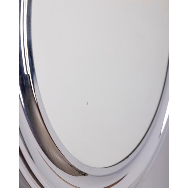Vintage Italian Round Wall Mirror in Chromed Metal, 1970s For Sale - Image 4 of 9