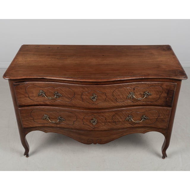 18th Century Italian Louis XV Walnut Commode, Hand-Carved With Bronze Hardware For Sale - Image 5 of 14
