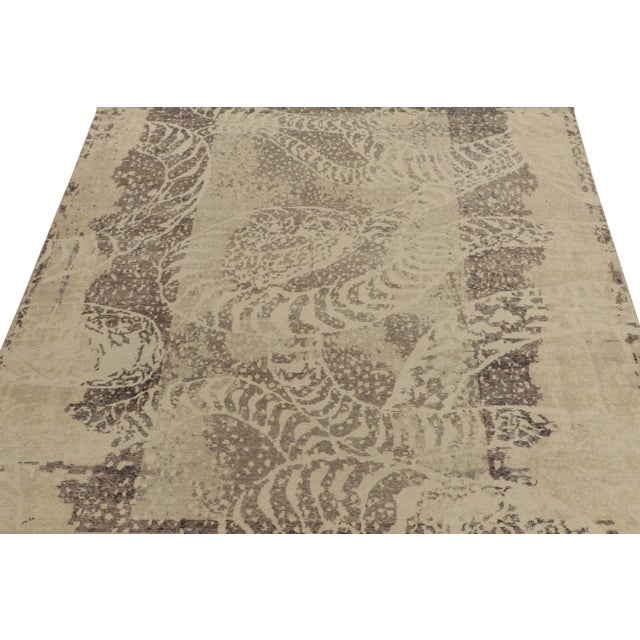 2010s Distressed Style Abstract Rug in Beige-Brown & Gray Pattern by Rug & Kilim For Sale - Image 5 of 6
