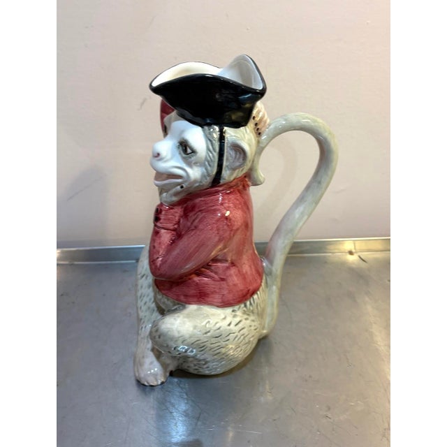 Mottahedeh 1950s Mottahedeh Portugal Ceramic Monkey Pitcher For Sale - Image 4 of 6