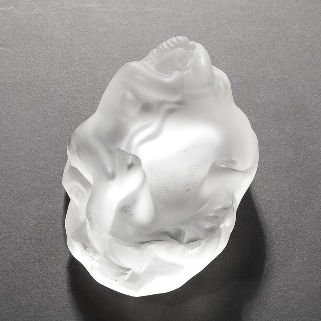 MidCentury Frosted Glass Sleeping Beauty Sculptural Nude Dish Signed R Lalique For Sale - Image 11 of 18