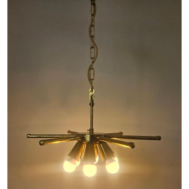 Mid-Century Brass Chandelier, 1970s For Sale - Image 10 of 17