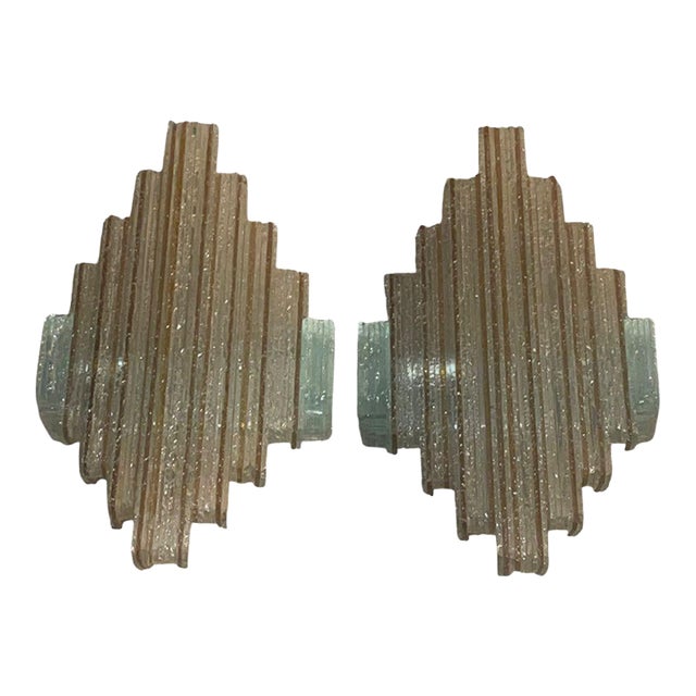 1970's Brutalist Murano Glass Sconces by Albano Poli for Poliarte For Sale