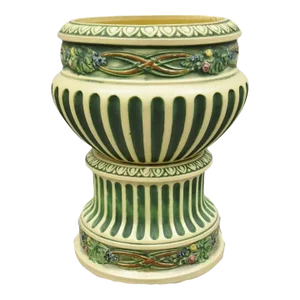 Antique Roseville Corinthian Pattern Jardiniere Planter and Rare Low Pedestal