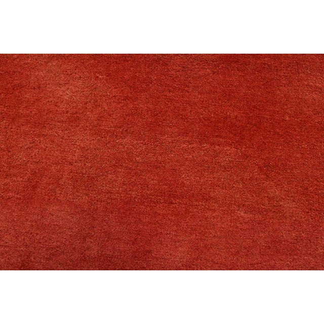Red Solid Red Rug 6’3” X 10’5” Wool Contemporary Hand-Knotted Carpet For Sale - Image 8 of 13