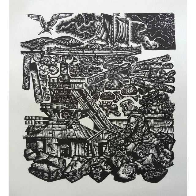 Dainis Rozkalns, Fatigue, 1977, Linocut For Sale - Image 6 of 6