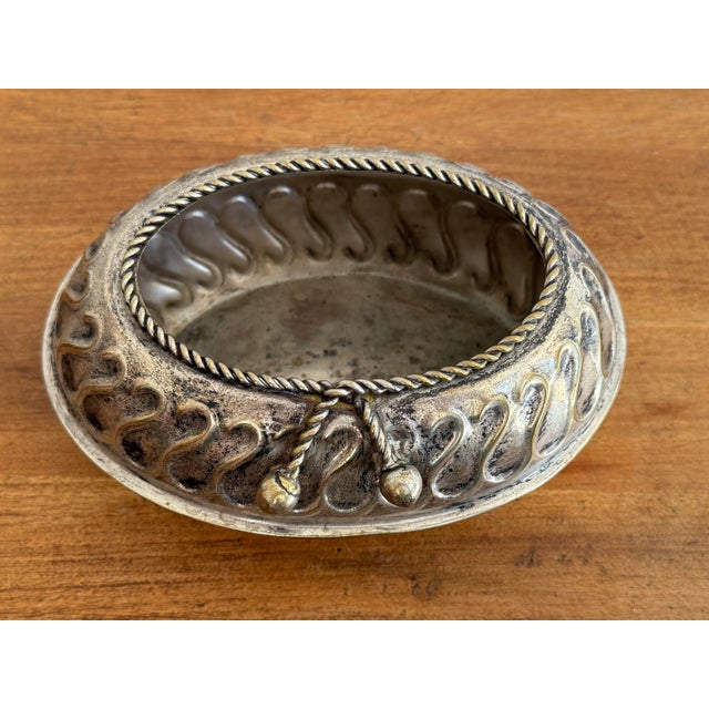 Contemporary 1980s Silverplate Miniature Planter Cachepot With Rope Trim For Sale - Image 3 of 7