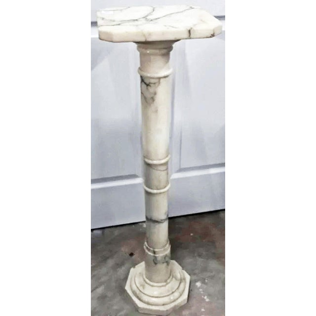 Early 20th Century Antique French Carrara Marble Pedestal For Sale - Image 5 of 8