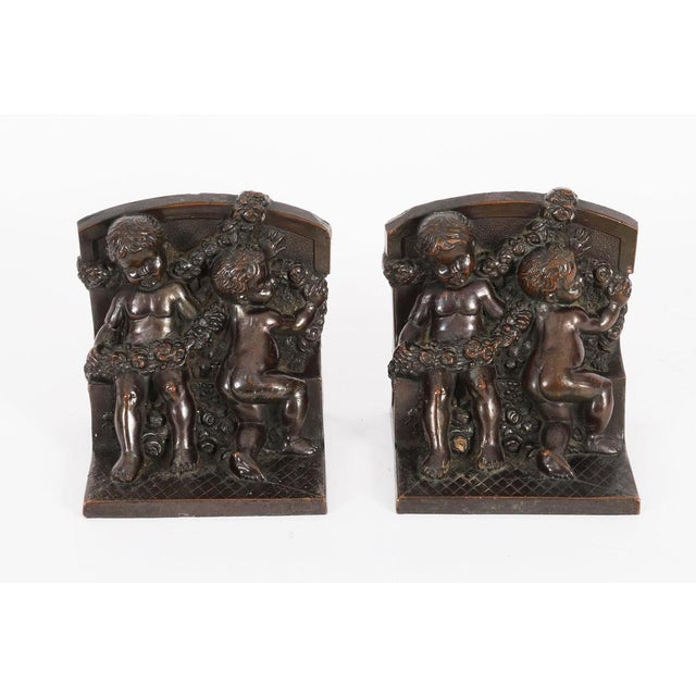 Antique Bronze Classical Cupid Bookends, 1800s, Set of 2 For Sale - Image 3 of 17