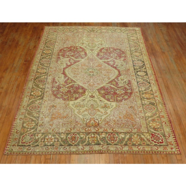 Red Early 20th Century Traditional Shabby Chic Turkish Rug - 7'1" x 9'11" For Sale - Image 8 of 9