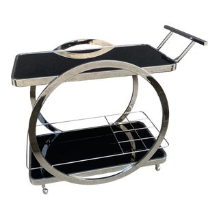 1970s Milo Baughman Style Mid Century Bar Cart For Sale