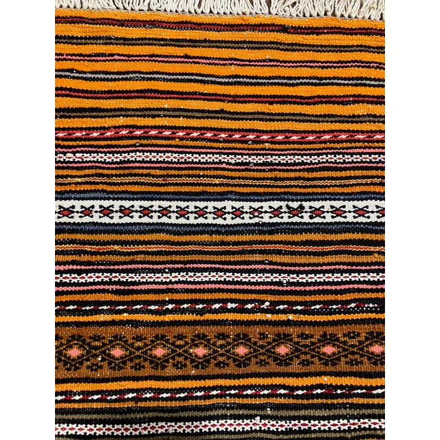 Vintage Handwoven Afghan Meymana Kilim Rug 3'0" X 4'11" For Sale - Image 4 of 5