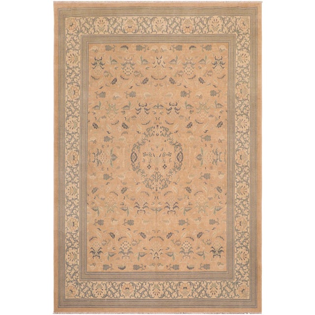 Boho Chic Orange/Beige Wool Rug - 8'2'' X 10'2'' For Sale - Image 10 of 10