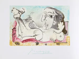 1980s "Nu Couché à l'Oiseau" Lithograph After Pablo Picasso