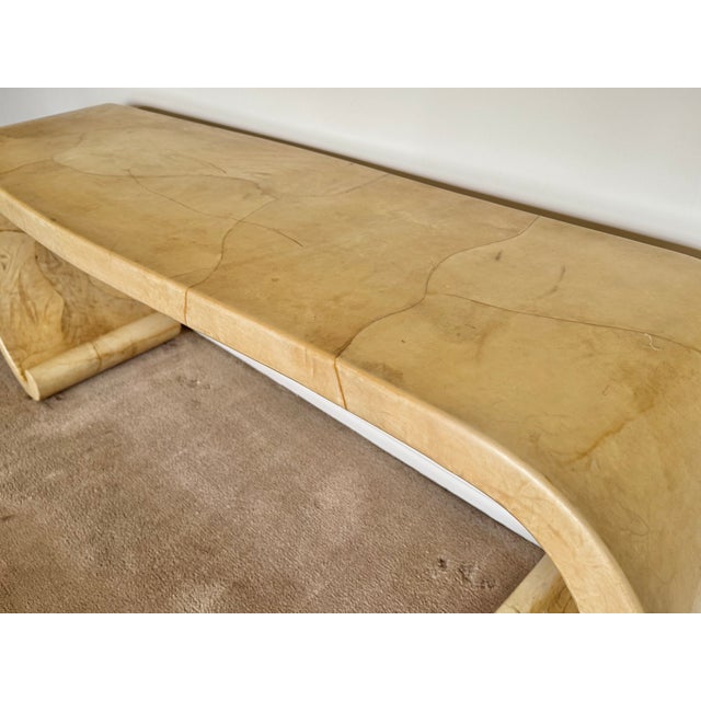 Karl Springer 1970’s Karl Springer Attributed Lacquered Goatskin Console Table For Sale - Image 4 of 16