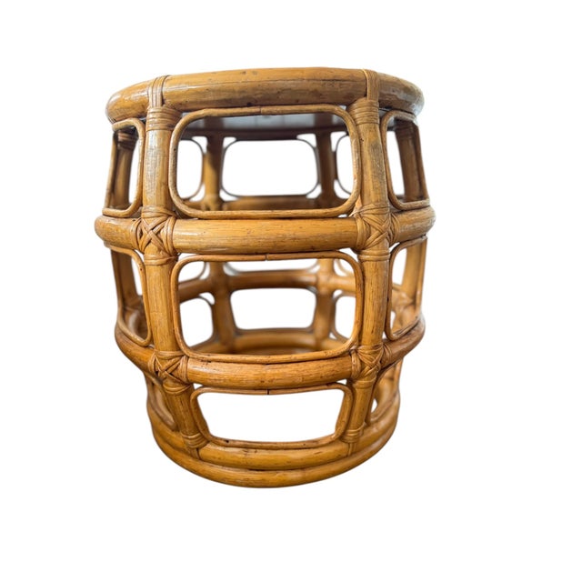 Vintage Post Modern Bent Bamboo & Rattan Side Tables or Stools – A Pair For Sale - Image 12 of 12